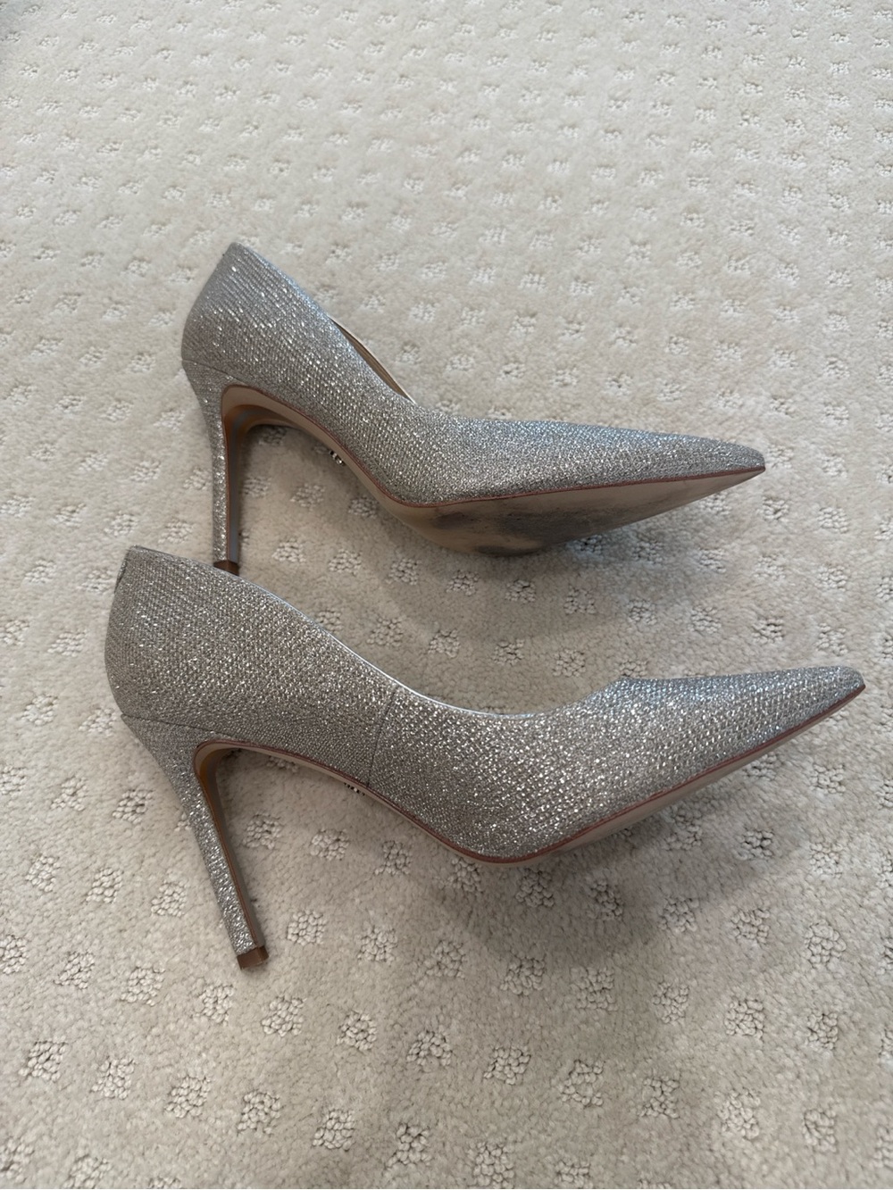Sam Edelman Silver Glitter Pointed Toe Stiletto Pumps Size 7.5 - Picture 4 of 8